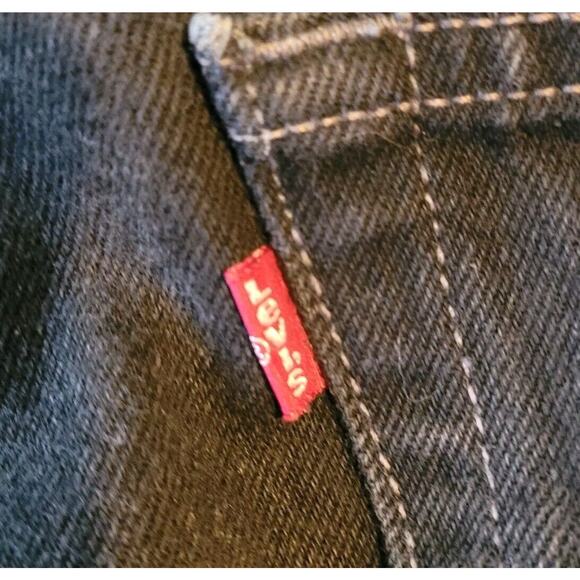 Vintage Levi's 505 Black Jeans 33x32 Regular Fit Straight Leg 90's Light Fade - Picture 8 of 14